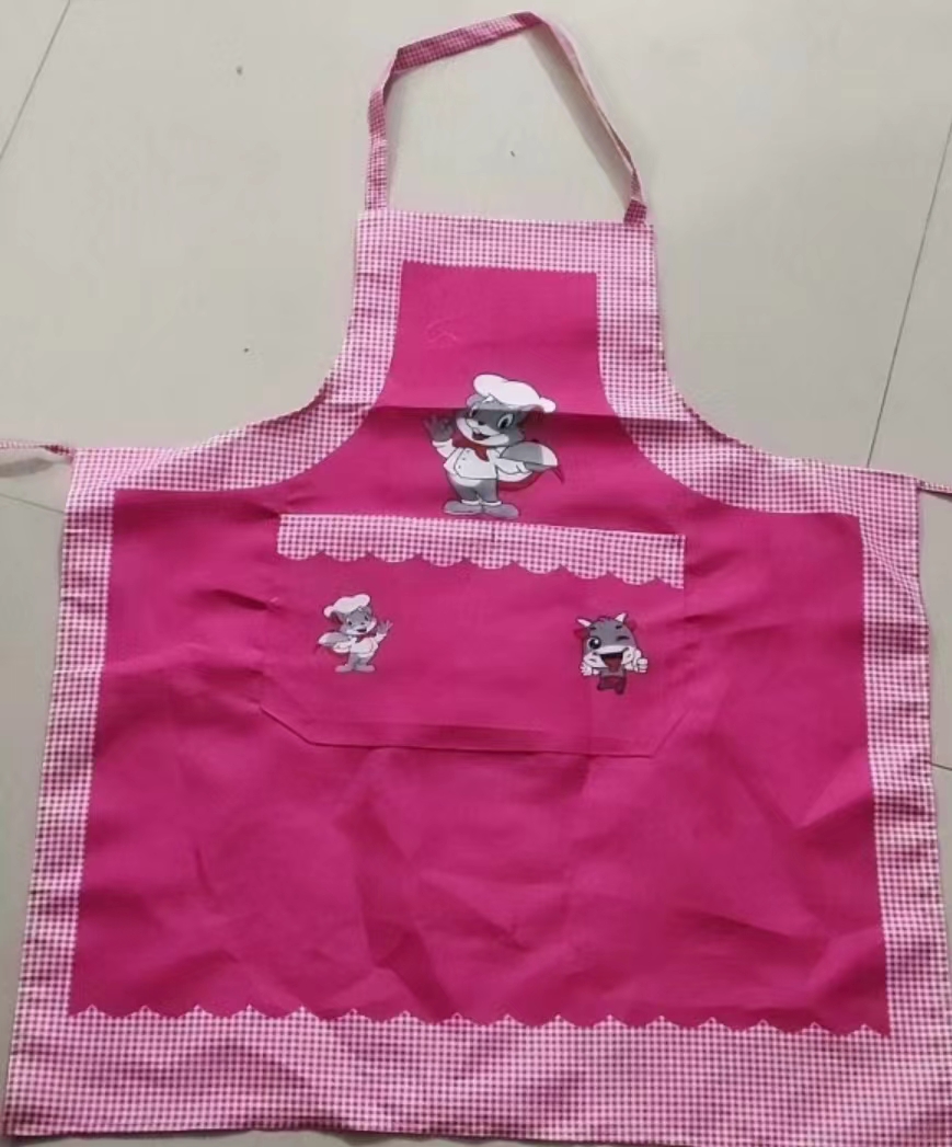 美厨/maxcook MCPJ9894 塑料制品   630*730 粉色塑料围裙 可擦手加厚布料厨房围裙 防污防油防水家居围裙